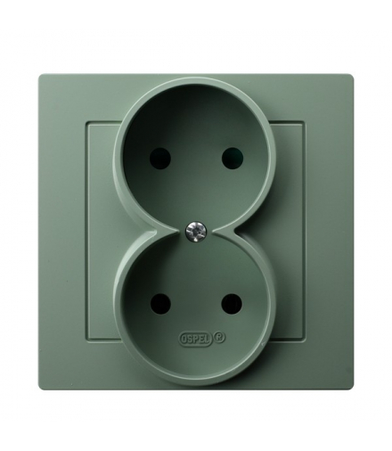 AS GP-2G/84 Gniazdo podwójne kompletne z ramką Zielony mat Ospel