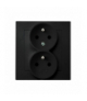 AS GP-2GC/33 Gniazdo podwójne z uziemieniem z funkcją niezamienności faz, kompletne z ramką Czarny metalik Ospel