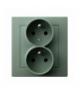 AS GP-2GC/84 Gniazdo podwójne z uziemieniem z funkcją niezamienności faz, kompletne z ramką Zielony mat Ospel