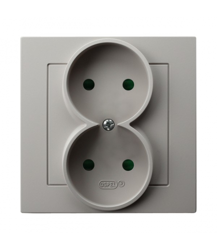 AS GP-2GP/82 Gniazdo podwójne z przesłonami torów prądowych, kompletne z ramką Kaszmir Ospel