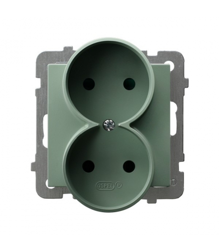 AS GP-2GR/m/84 Gniazdo podwójne bez uziemienia moduł bez ramki Zielony mat Ospel