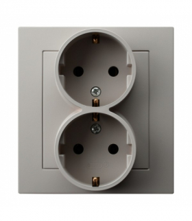 AS GP-2GS/82 Gniazdo podwójne z uziemieniem schuko kompletne z ramką Kaszmir Ospel