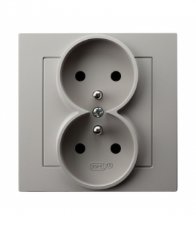 AS GP-2GZ/82 Gniazdo podwójne z uziemieniem kompletne z ramką Kaszmir Ospel