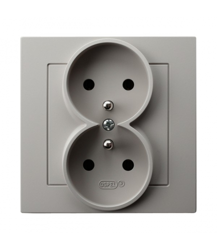 AS GP-2GZ/82 Gniazdo podwójne z uziemieniem kompletne z ramką Kaszmir Ospel