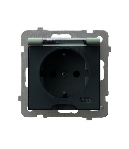 AS GPH-1GS/m/84/d Gniazdo bryzgoszczelne z uziemieniem schuko IP-44 wieczko przezroczyste Zielony mat Ospel