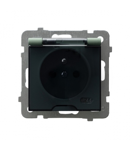 AS GPH-1GZ/m/84/d Gniazdo bryzgoszczelne z uziemieniem IP-44 wieczko przezroczyste Zielony mat Ospel