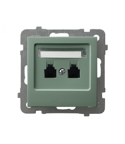 AS GPT-2GR/m/84 Gniazdo telefoniczne podwójne równoległe Zielony mat Ospel