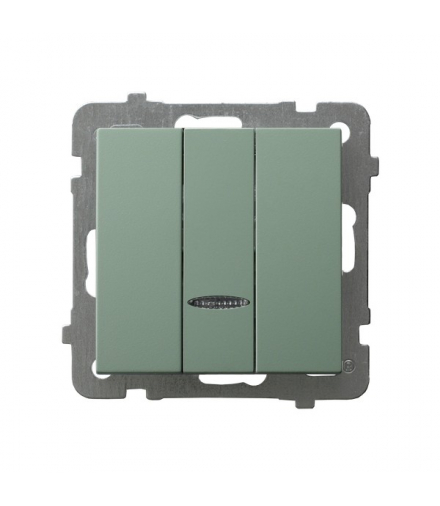 AS ŁP-13GS/m/84 Łącznik potrójny z podświetleniem niebieskim Zielony mat Ospel