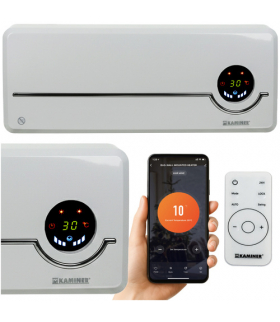 Kurtyna powietrzna WiFi Airo, mocny grzejnik elektryczny, ścienny, z WiFi + pilot, biały Kaminer 26389 18512