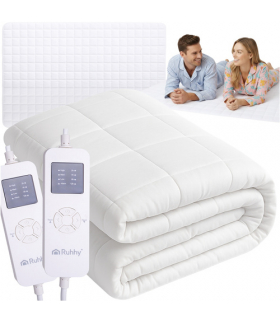 Podgrzewana nakładka na materac, elektryczna mata grzewcza, dwuosobowa podkładka 203x152cm, strefowa Ruhhy 26223 18473