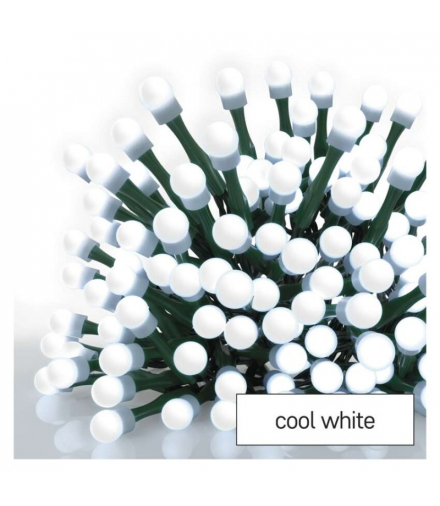 Lampki choinkowe 80 LED cherry 8m , zimna biel, zielony przewód, IP44, 8 programów, timer EMOS D5AC22