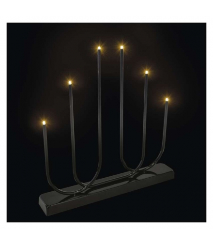 Dekoracje - świecznik 6 LED, 40 cm 2x AA metal, ciepła biel, IP20, timer EMOS DCAW24