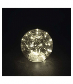 Dekoracje - kula szklana 20 LED, 15 cm, 3xAA, złota, ciepła biel, IP20, timer EMOS DCLW35