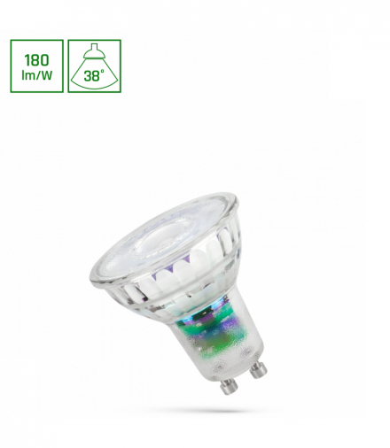 LED GU10 230V 2.5W SMD WW z soczewką szklana 38st SPECTRUM WOJ+14713