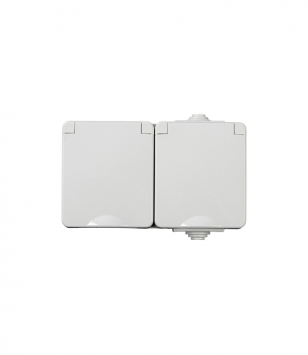 Gniazdo zasilające francuskie z ochroną styków TEKNO IP65GR GN2x2P+Z szary Kanlux 39224