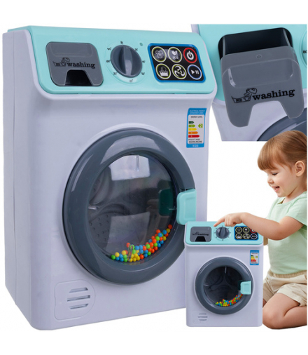 Pralka interaktywna, automatyczna z panelem dotykowym, dla dzieci, dźwięk wirowanie, bęben Iso Trade 26285 18465