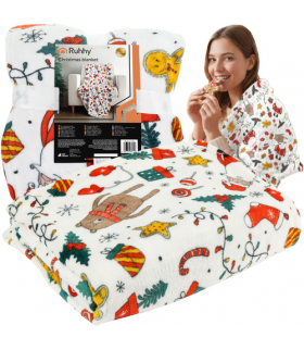 Koc świąteczny, narzuta, kapa, pled na łóżko, lekki, dwuosobowy świąteczny 150x200cm, Ruhhy 26608 18545