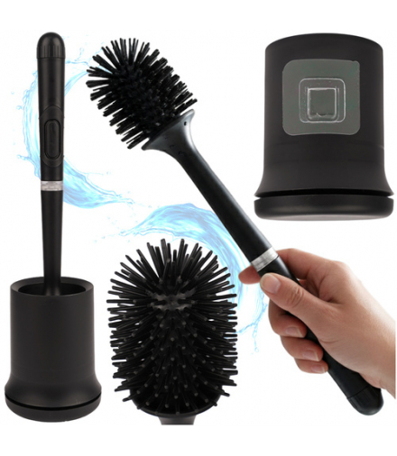 Szczotka do łazienki, WC wisząca, w zestaw z pojemnikiemm stylowa, higieniczna, czarna Ruhhy 25882 18537