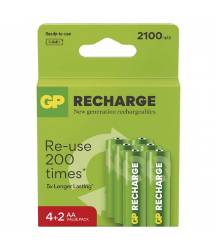 GP Akumulatorek Recharge 2100mAh AA (HR6) 6szt. GP B27216