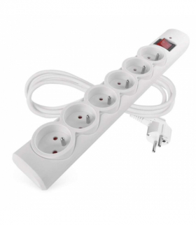Listwa przeciwprzepięciowa EMOS, 6 gniazd, 1,5m, bezpiecznik 10A, Gwarancja 2000€, biała EMOS P54015
