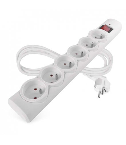 Listwa przeciwprzepięciowa EMOS, 6 gniazd, 1,5m, bezpiecznik 10A, Gwarancja 2000€, biała EMOS P54015
