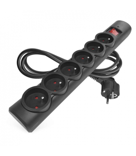 Listwa przeciwprzepięciowa EMOS, 6 gniazd, 1,5m, bezpiecznik 10A, Gwarancja 2000€, czarna EMOS P54018