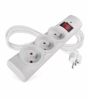 Listwa przeciwprzepięciowa EMOS, 3 gniazda 1,5m, bezpiecznik 10A, Gwarancja 2000€, biała EMOS P54013