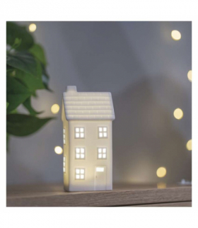 Dekoracja, domek ceramiczny, 1LED, 16cm, 1xCR2032, ciepła biel, IP20, timer EMOS DCLW36