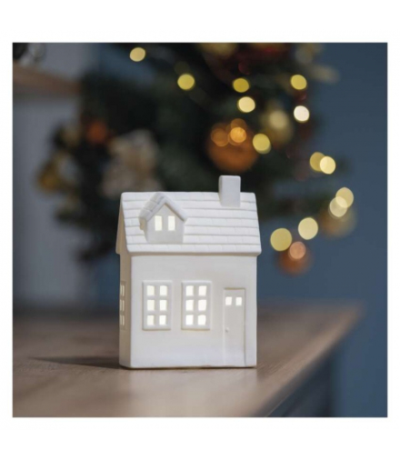 Dekoracja, domek ceramiczny, 1LED, 18cm, 1xCR2032, IP20, ciepła biel, IP20, timer EMOS DCLW37