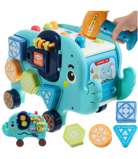 Słonik interaktywny, edukacyjny, układanka Montessori, tablica manipulacyjna, klocki, wbijak Kruzzel 26287 18558