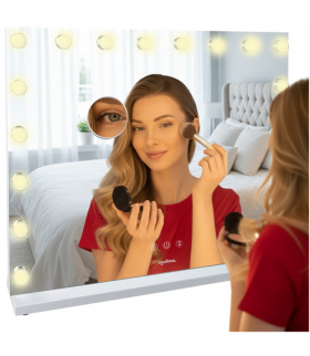 Lustro kosmetyczne, do makijażu, duże 80x62cm, z regulacją podświetlenia, 3 barwy światła, panel dotykowy, jak z planu filmowego w stylu Hollywood, USB-C + 230V, LED Soulima 25808 18580