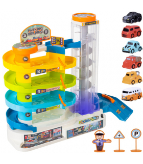 Parking, garaż samochodowy z windą, tor dla autek, 5 poziomów, interaktywny duży zestaw Iso Trade 26606 18630