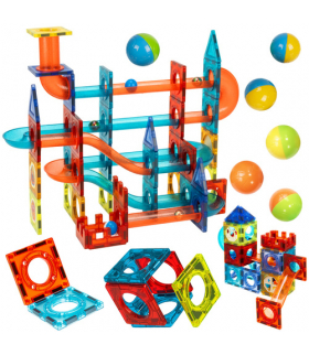 Klocki magnetyczne, konstrukcyjne, tor kulkowy 3D, zabawka dla dzieci, 96 elementów Iso Trade 26468 18642