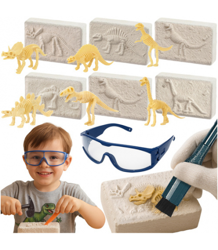 Wykopaliska Dinozaurów, 6w1, kopalnia skamielin Tyranozaura, Spinosaurus i Innych, dla dzieci, zestaw edukacyjny Paleontologa, Kruzzel 18610