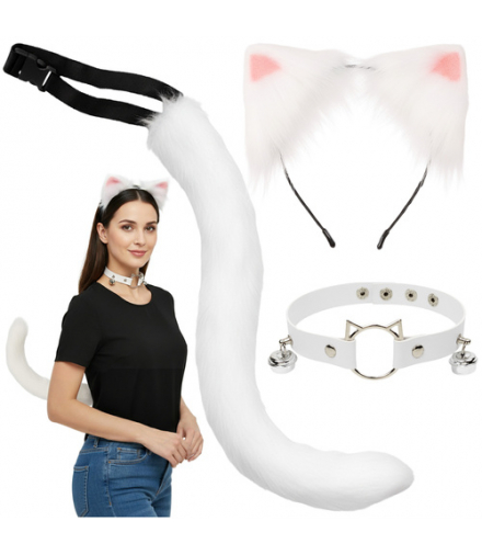 Strój kota, lisa 3 elementy, biały Ruhhy 18629
