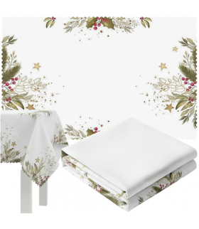 Obrus świąteczny, biały, wigilijny, na stół do jadalni i salonu, biały z nadrukiem 140x220cm Ruhhy 26378 18614