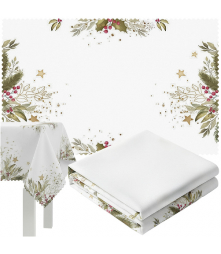 Obrus świąteczny, biały, wigilijny, na stół do jadalni i salonu, biały z nadrukiem 140x220cm Ruhhy 26378 18614