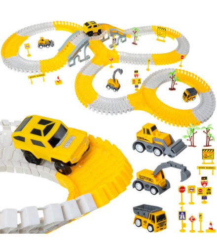 Tor samochodowy z autami, konstrukcyjny plac budowy, tor wyścigowy, Iso Trade 26539 18602