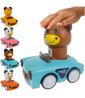 Zabawka sensoryczna, autka ze zwierzątkami, 4w1, kolorowe pojazdy + interaktywna zabawa dla dzieci 18m+, Iso Trade 26728 18399