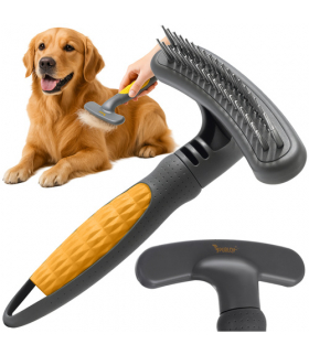 Grzebień z obrotowymi zębami, do rozczesywania sierści psa, kota, szczotka dwurzędowa, Purlov 26067 18565