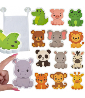 Piankowe zwierzątka do kąpieli, na płytki, zabawka do wanny, zestaw edukacyjny, miękkie, bezpieczne dla małych rączek, Kruzzel 26600 18660