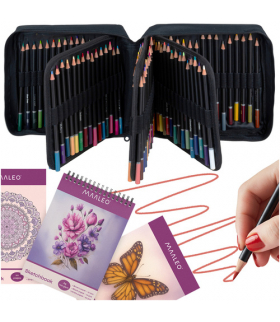 Zestaw artystyczny 120 kolorów, kredki do rysowania, malowania i kolorowania, szkicownik + książka do nauki rysunku + przenośne etui z zamkiem, Maaleo 26519 18664