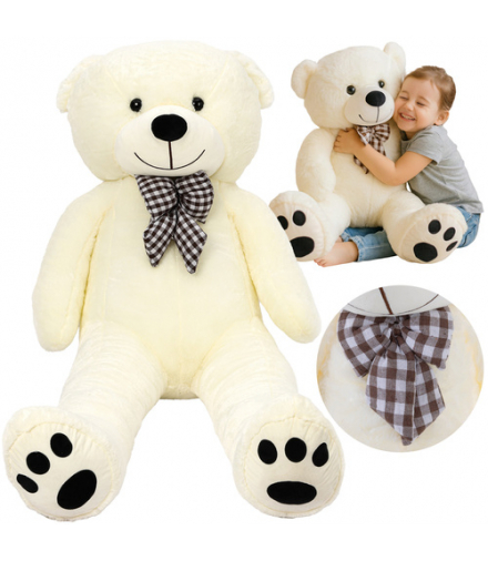 Miś duży, pluszowy 100cm, kremowa maskotka z kokardą, miękka przytulanka dla dzieci i dorosłych, Kruzzel 26099 18676