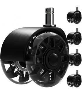 Kółka do krzesła 2.5", zestaw 5szt, 11x22mm, czarne, ciche łożyska stalowe nie rysują podłogi, do paneli, parkietu, płytek i dywanu, łatwy montaż bez narzędzi, 360 stopni, Ruhhy26294 18687