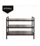 Regał na buty 3-poziomowy, 79cm, metalowy organizer z drewnianymi półkami, stabilny stojak na obuwie i akcesoria, nowoczesny design, loft, udźwig 30kg na półkę, Ruhhy 27038 18667