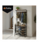 Regał stojący z wieszakiem 189cm, metalowa rama loft, 4 półki na buty i kosze + górna półka, 5 podwójnych haczyków, stabilny organizer do przedpokoju, Ruhhy 27035 18666