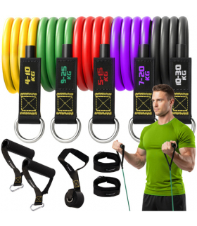 Zestaw gum do ćwiczeń 5szt., Gumy oporowe, dłuższe i grubsze taśmy treningowe ze wzmocnionymi zaczepami i lepszymi szwami dla efektywnego treningu w domu i na siłowni, Trizand 25880 18652
