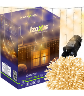 Lampki choinkowe 500 LED, sople ciepłe białe, długość 22.5m, IP44, 8 trybów, przenieś swój dom w magiczny nastrój świąt, Izoxis flash, 23223 18670