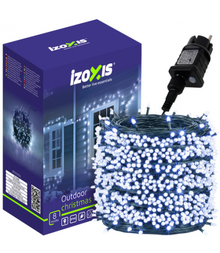 Lampki choinkowe 500 LED, zimne białe, 35m, IP44, 8 trybów, przenieś swój dom w magiczny nastrój świąt, Izoxis flash 24899 18671