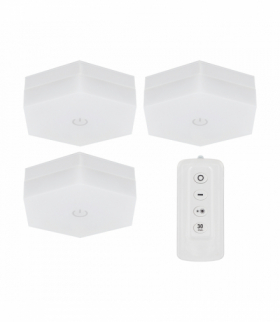 Zestaw 3 opraw bateryjnych, ściemnianych z pilotem, LED SUDOKU LED V 3x1W, 225lm, NW neutralny 4000K, biały Struhm 04848